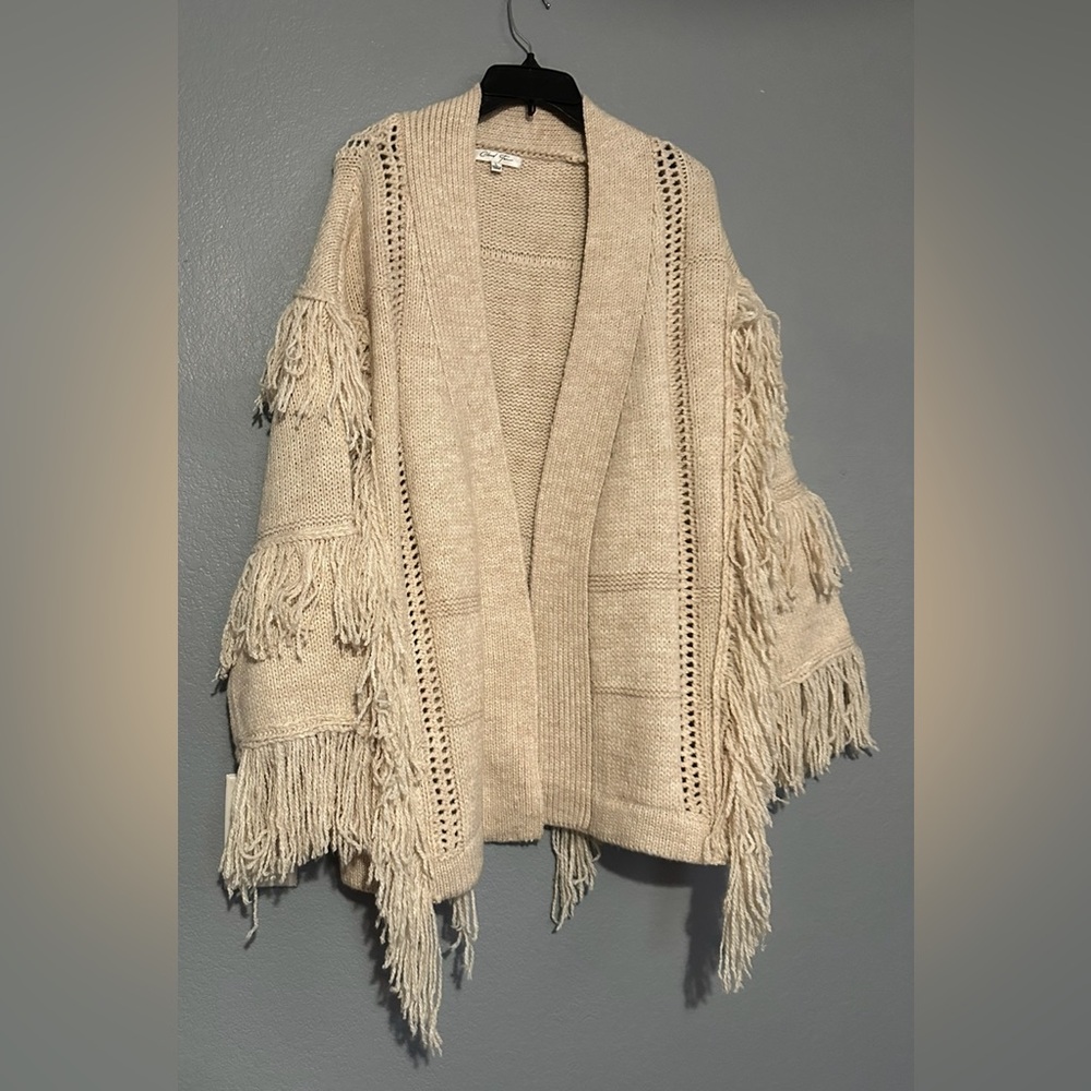 CLOUD TEN OPEN CARDIGAN FRINGE BOHO WOOL BLEND MORÍ WESTERN COWGIRL CHUNKY